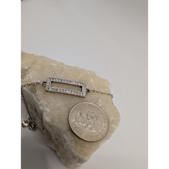 Brighton Rectangle Crystal Accent Adjustable Silver Tone Bracelet - Picture 1 of 15